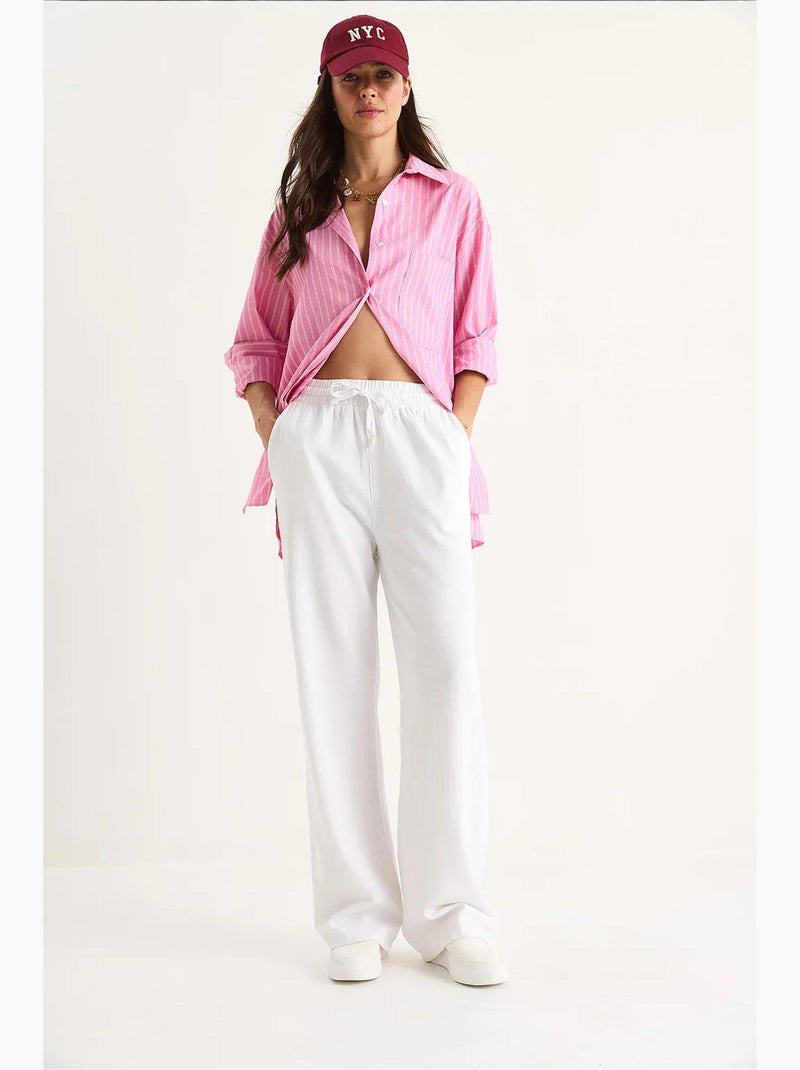 Pantaloni a gamba ampia relaxed fit con coulisse lucci Bianco - Kiabi