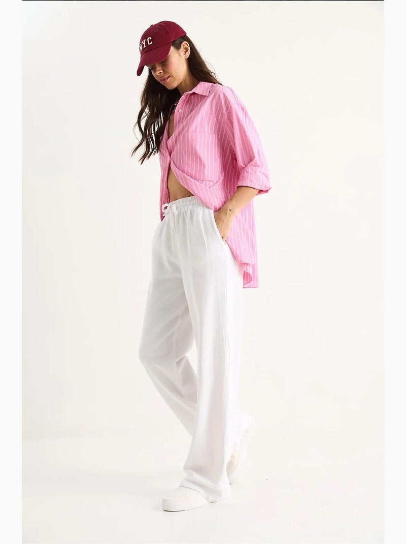 Pantaloni a gamba ampia relaxed fit con coulisse lucci Bianco - Kiabi