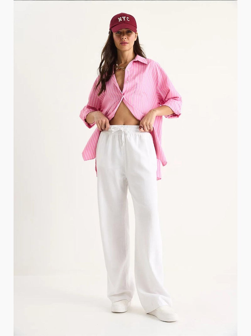 Pantaloni a gamba ampia relaxed fit con coulisse lucci Bianco - Kiabi