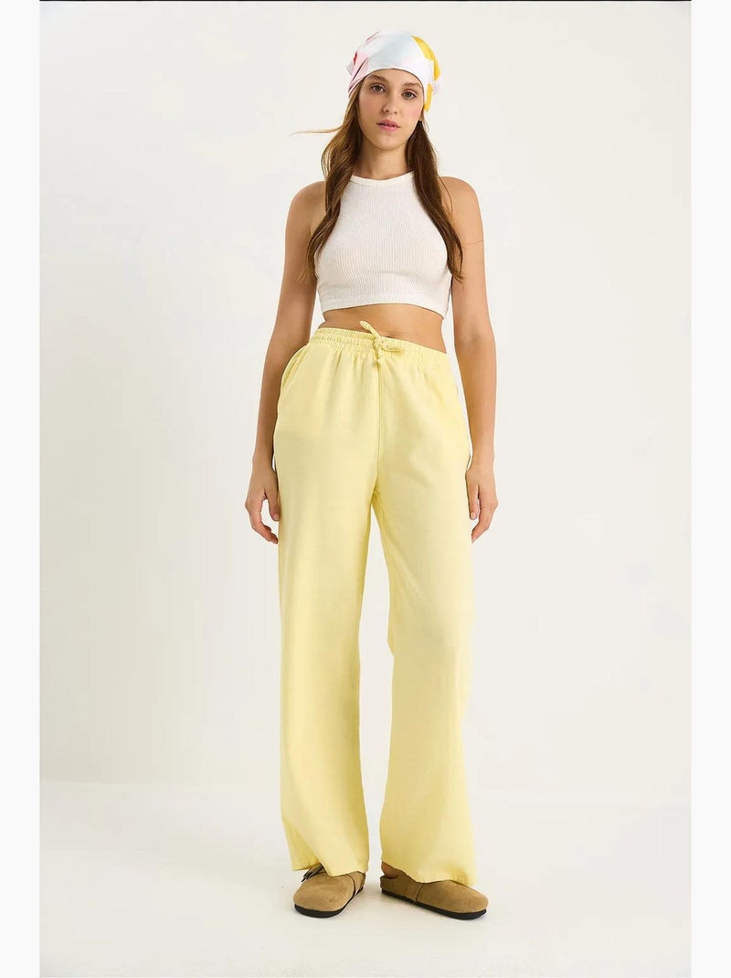 Pantaloni a gamba ampia relaxed fit con coulisse lucci Giallo limone - Kiabi