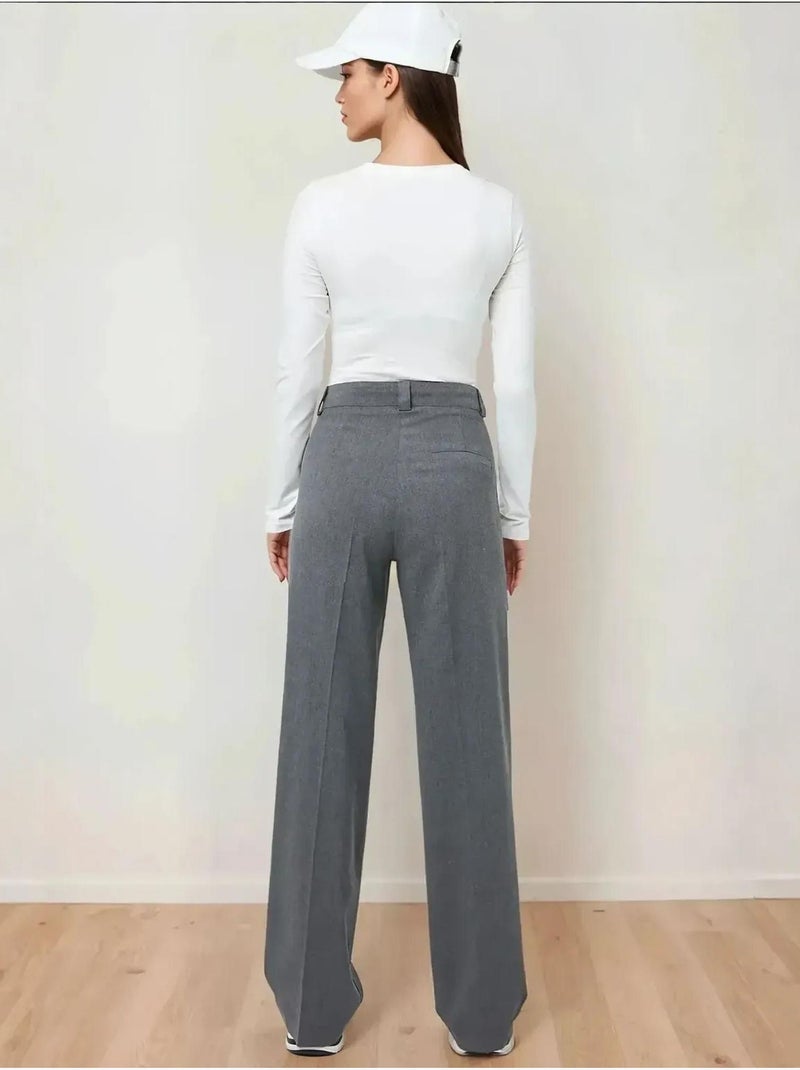 Pantaloni a gamba dritta a vita alta hiccup Grigio - Kiabi