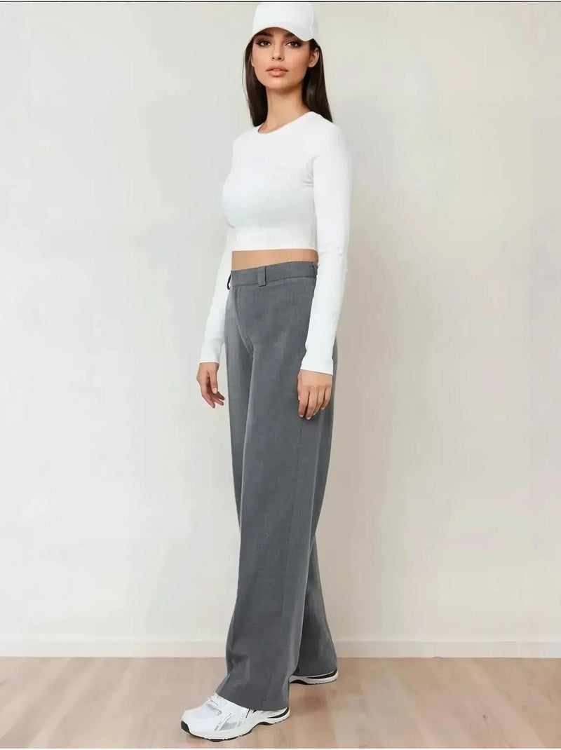 Pantaloni a gamba dritta a vita alta hiccup Grigio - Kiabi
