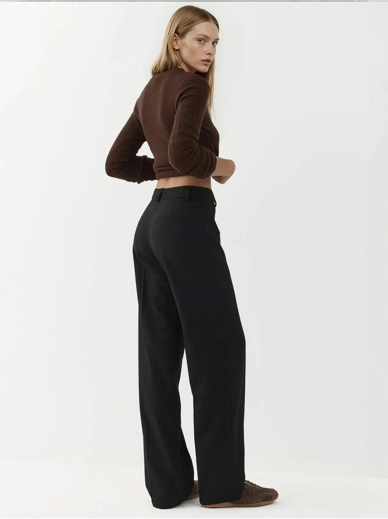 Pantaloni a gamba dritta a vita normale con chiusura a bottone hiccup Nero - Kiabi