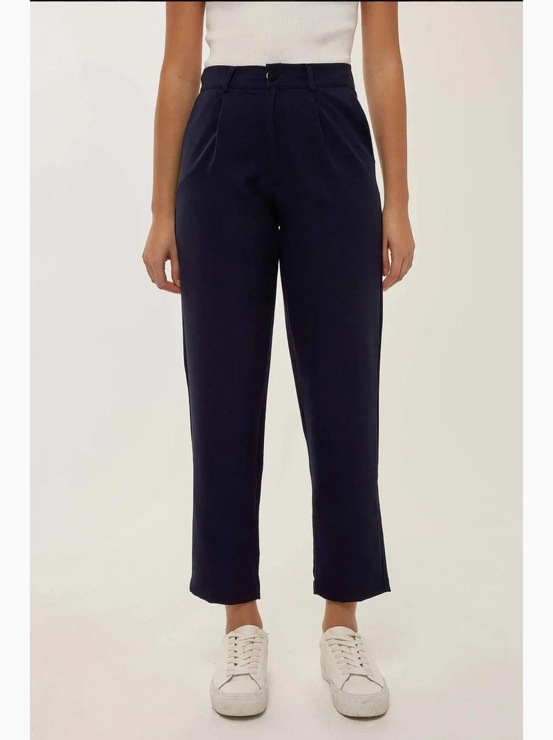 Pantaloni a gamba dritta con pieghe a vita alta hiccup Blu - Kiabi