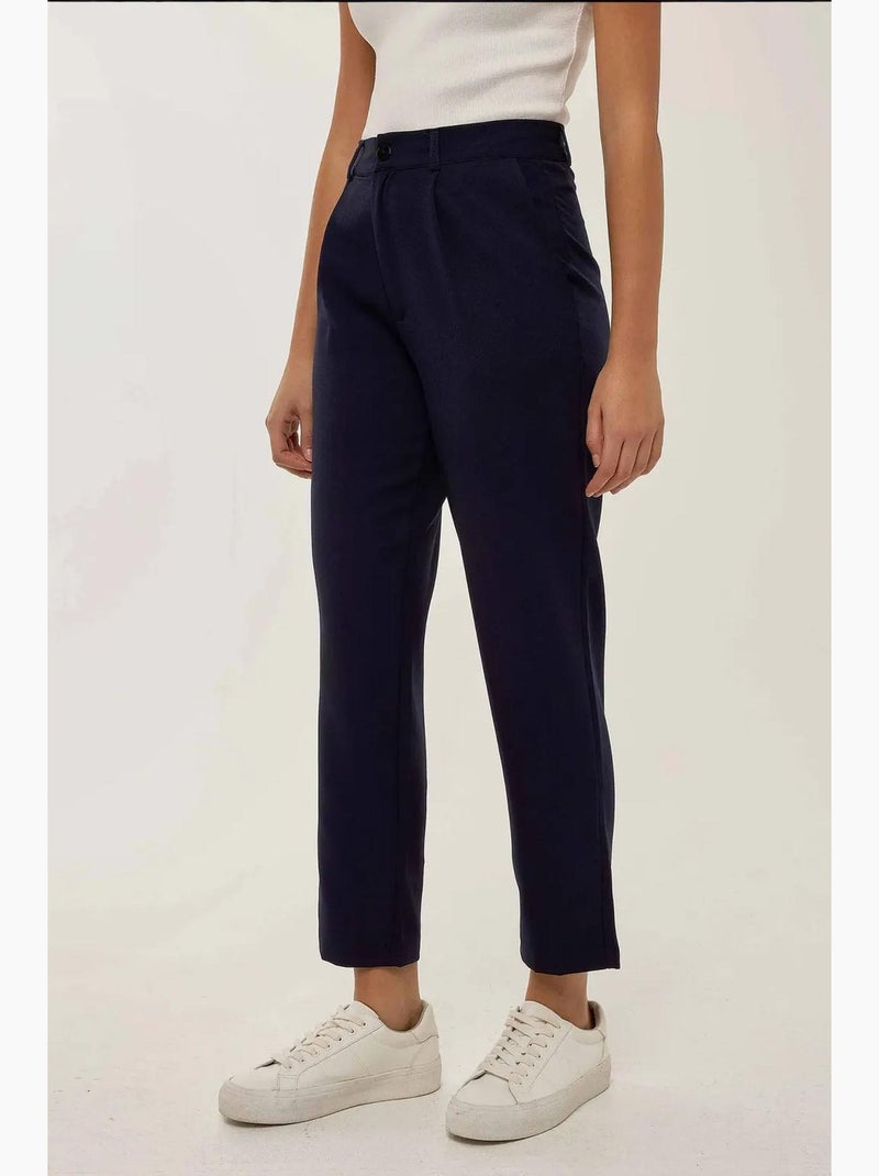 Pantaloni a gamba dritta con pieghe a vita alta hiccup Blu - Kiabi