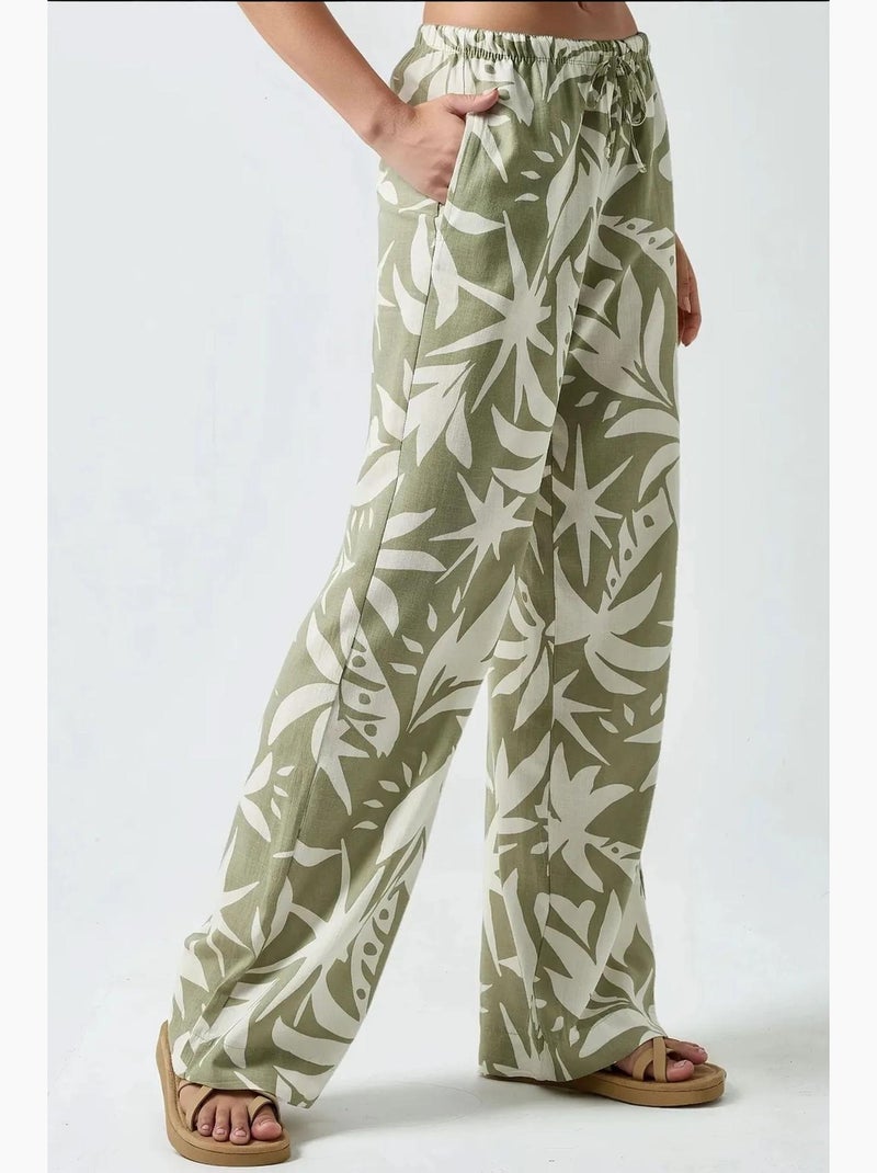 Pantaloni a gamba dritta con stampa floreale hiccup Verde - Kiabi