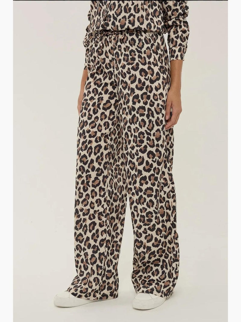 Pantaloni a gamba dritta con stampa leopardata hiccup Marrone - Kiabi