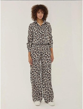 Pantaloni a gamba dritta con stampa leopardata