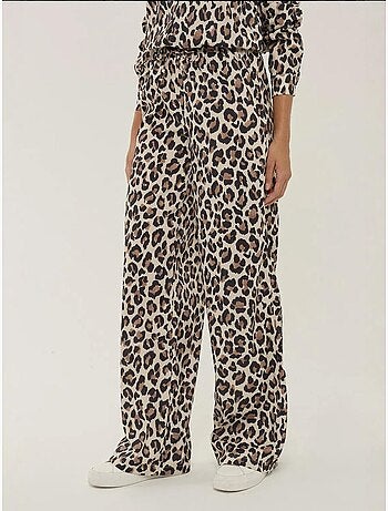 Pantaloni a gamba dritta con stampa leopardata