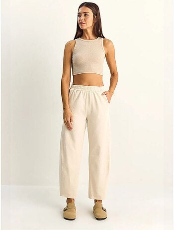 Pantaloni a gamba dritta con vita elastica e tasche lucci
