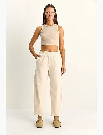 Pantaloni a gamba dritta con vita elastica e tasche lucci