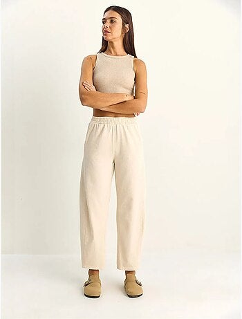 Pantaloni a gamba dritta con vita elastica e tasche lucci