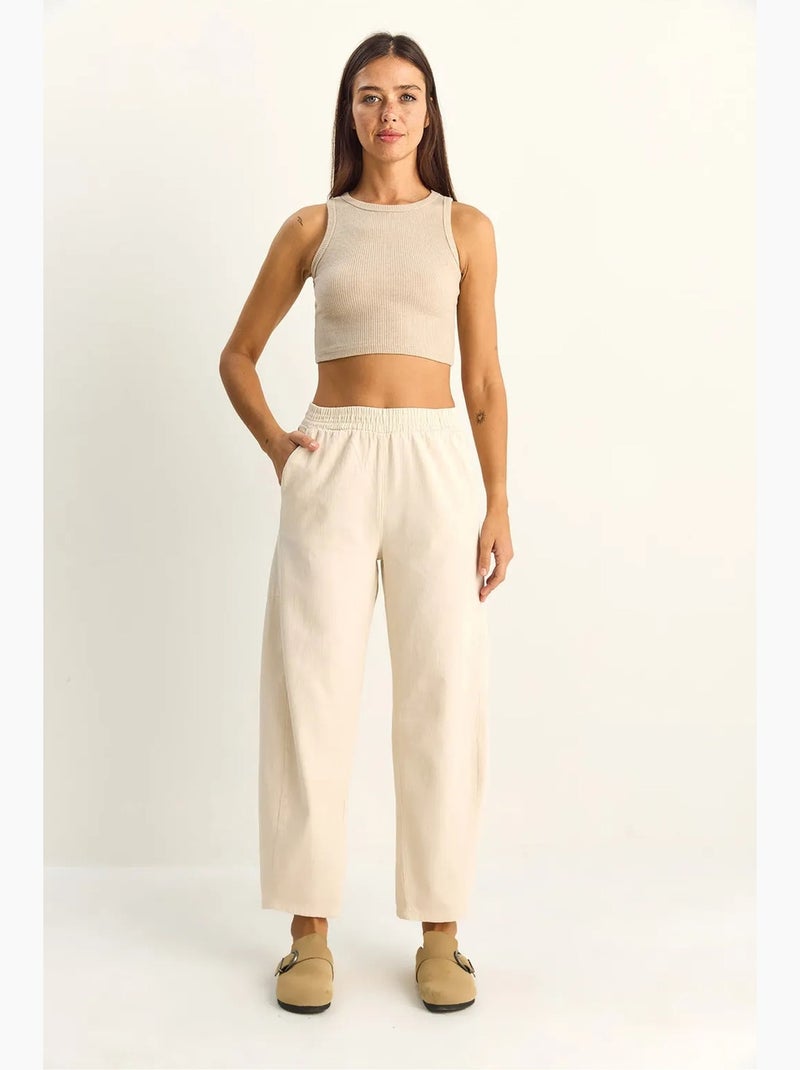 Pantaloni a gamba dritta con vita elastica e tasche lucci Crema - Kiabi