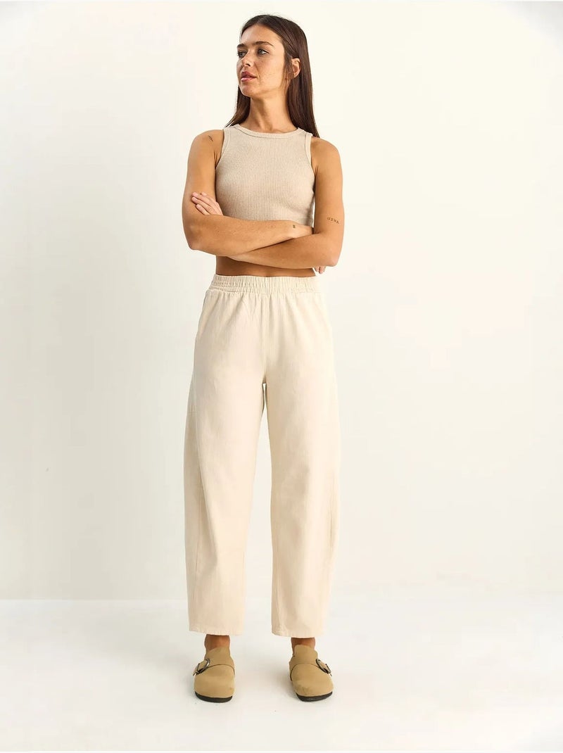 Pantaloni a gamba dritta con vita elastica e tasche lucci Crema - Kiabi