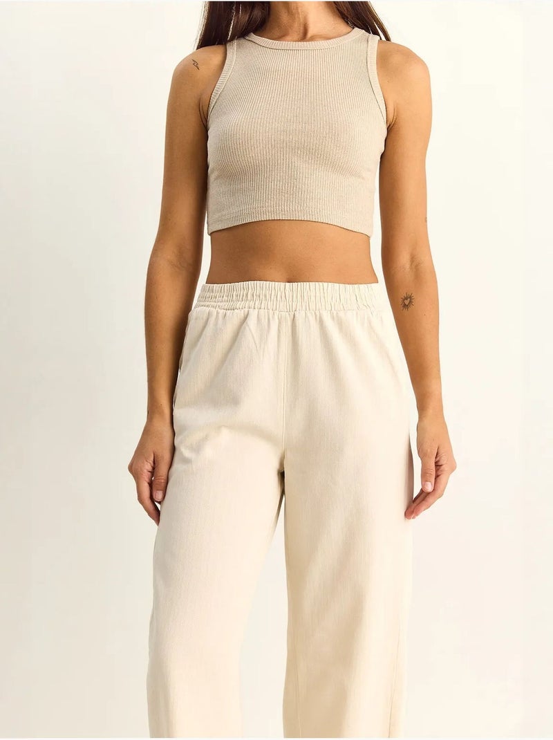 Pantaloni a gamba dritta con vita elastica e tasche lucci Crema - Kiabi