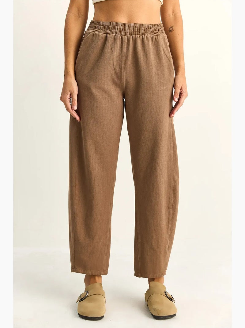 Pantaloni a gamba dritta con vita elastica e tasche lucci Marrone chiaro - Kiabi