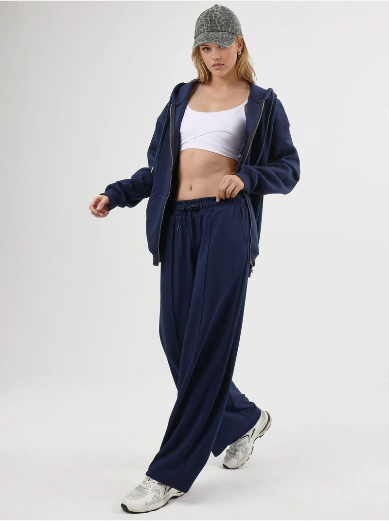 Pantaloni a gamba dritta con vita elasticizzata busem Blu marino - Kiabi