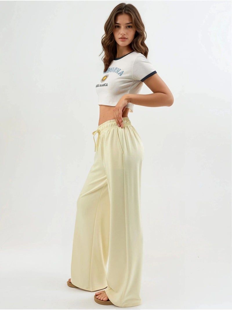 Pantaloni a gamba dritta con vita elasticizzata busem Giallo limone - Kiabi