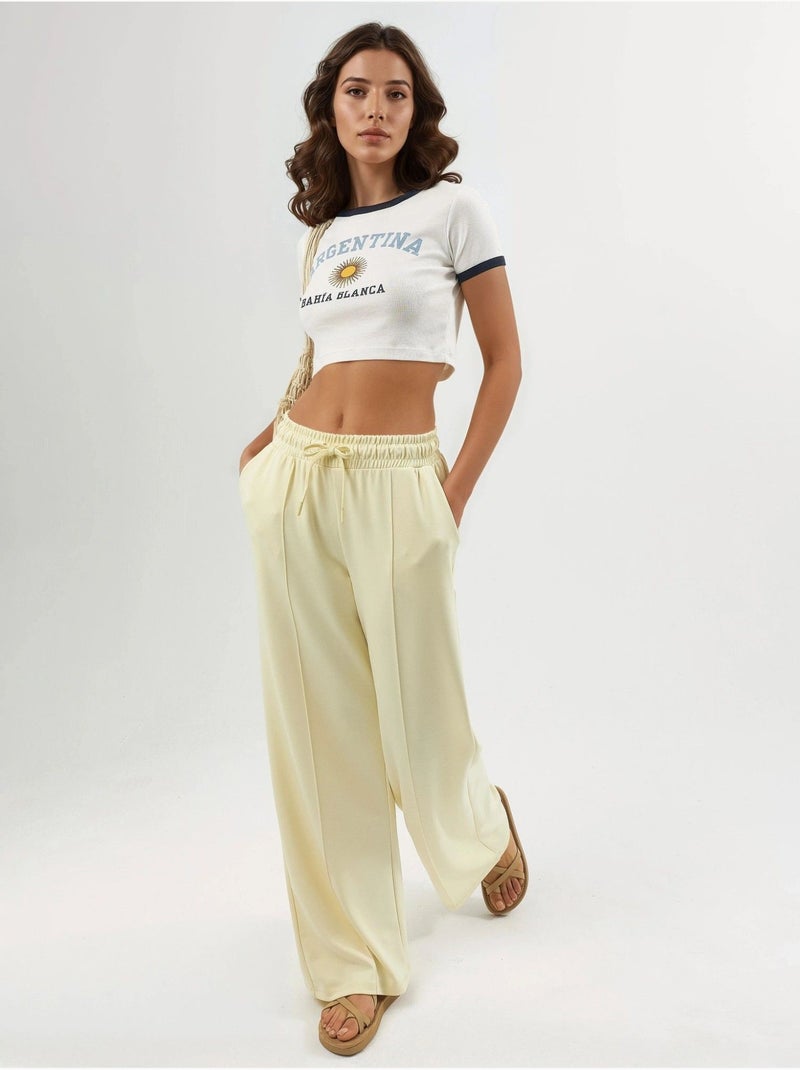 Pantaloni a gamba dritta con vita elasticizzata busem Giallo limone - Kiabi