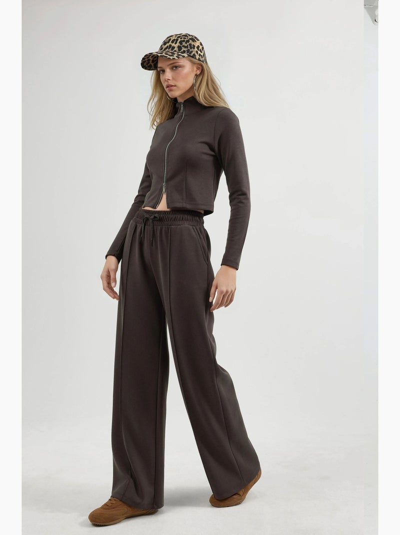 Pantaloni a gamba dritta con vita elasticizzata busem Marrone cioccolato - Kiabi