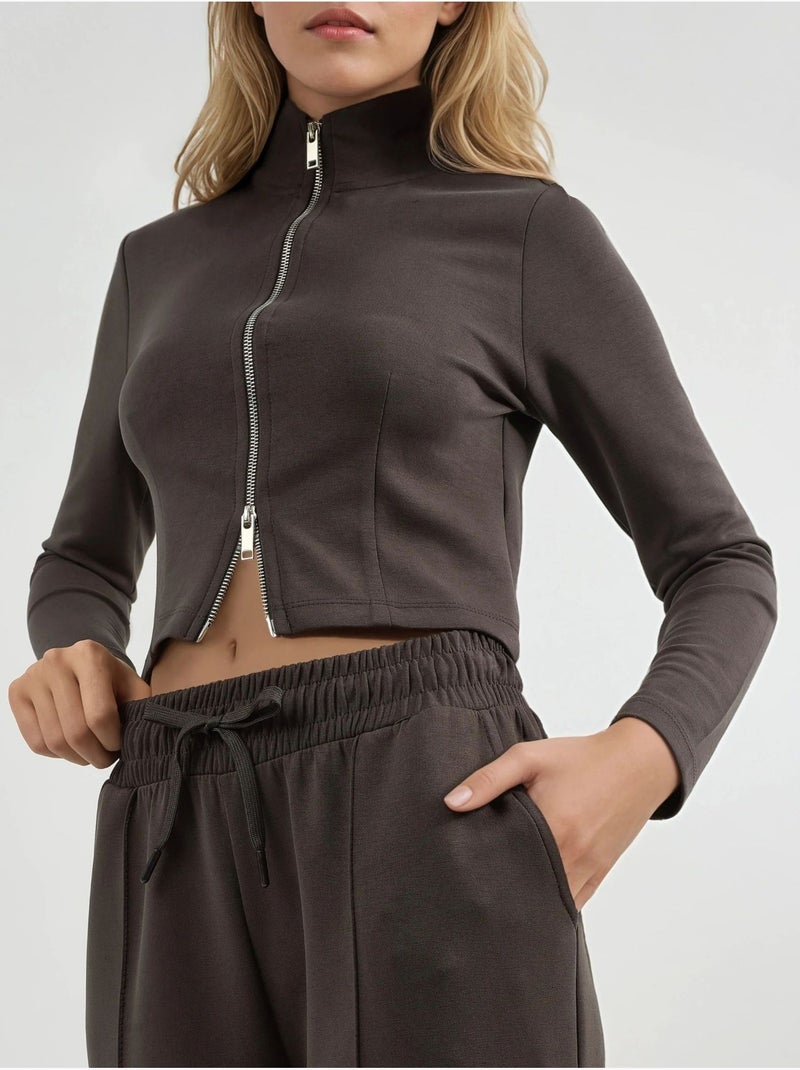 Pantaloni a gamba dritta con vita elasticizzata busem Marrone cioccolato - Kiabi