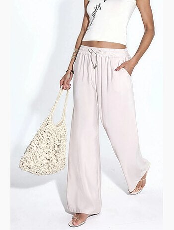 Pantaloni a gamba dritta con vita elasticizzata e tocco modal hiccup