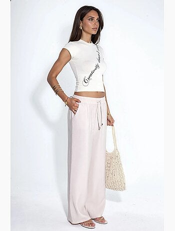 Pantaloni a gamba dritta con vita elasticizzata e tocco modal hiccup