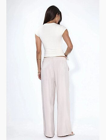 Pantaloni a gamba dritta con vita elasticizzata e tocco modal hiccup