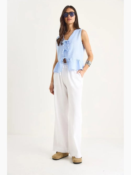 Pantaloni a gamba dritta con vita elasticizzata lucci - Kiabi Pantaloni a gamba dritta con vita elasticizzata lucci - Kiabi