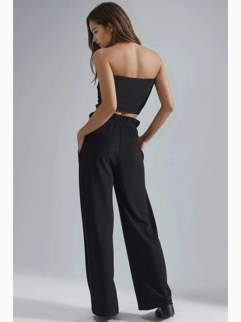 Pantaloni a gamba dritta con vita elasticizzata modal touch, hiccup Nero - Kiabi