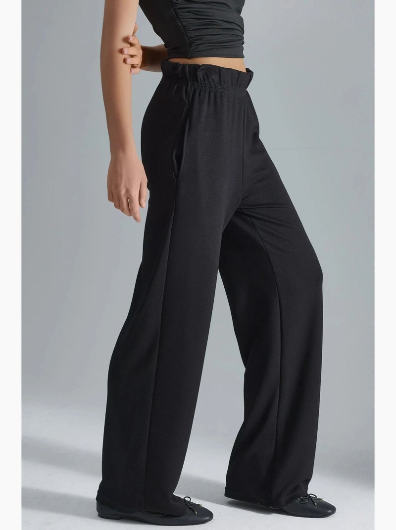 Pantaloni a gamba dritta con vita elasticizzata modal touch, hiccup Nero - Kiabi