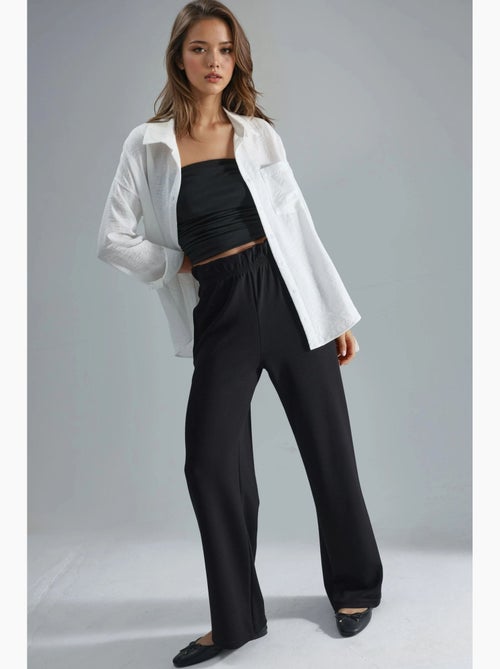 Pantaloni a gamba dritta con vita elasticizzata modal touch, hiccup - Kiabi Pantaloni a gamba dritta con vita elasticizzata modal touch, hiccup - Kiabi