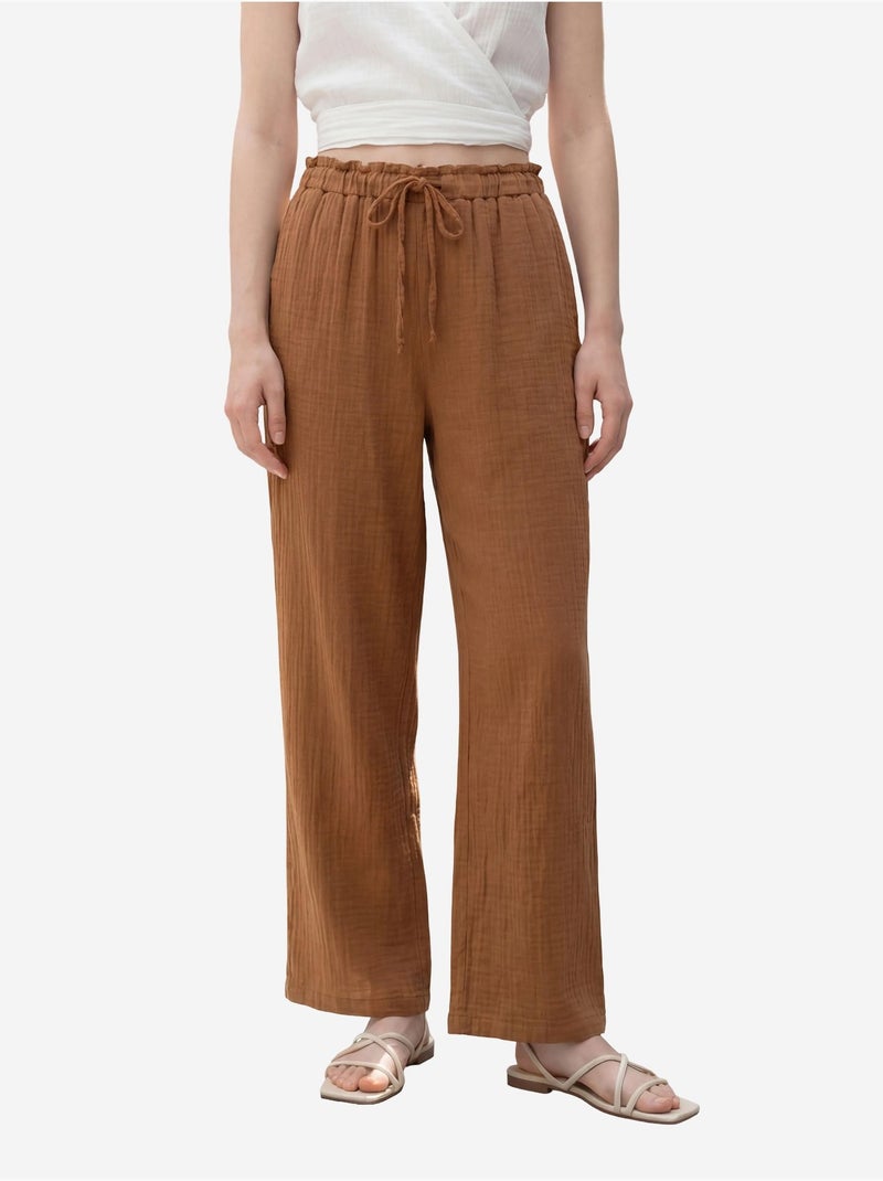 Pantaloni a gamba dritta con vita elasticizzata my fashion Marrone chiaro - Kiabi