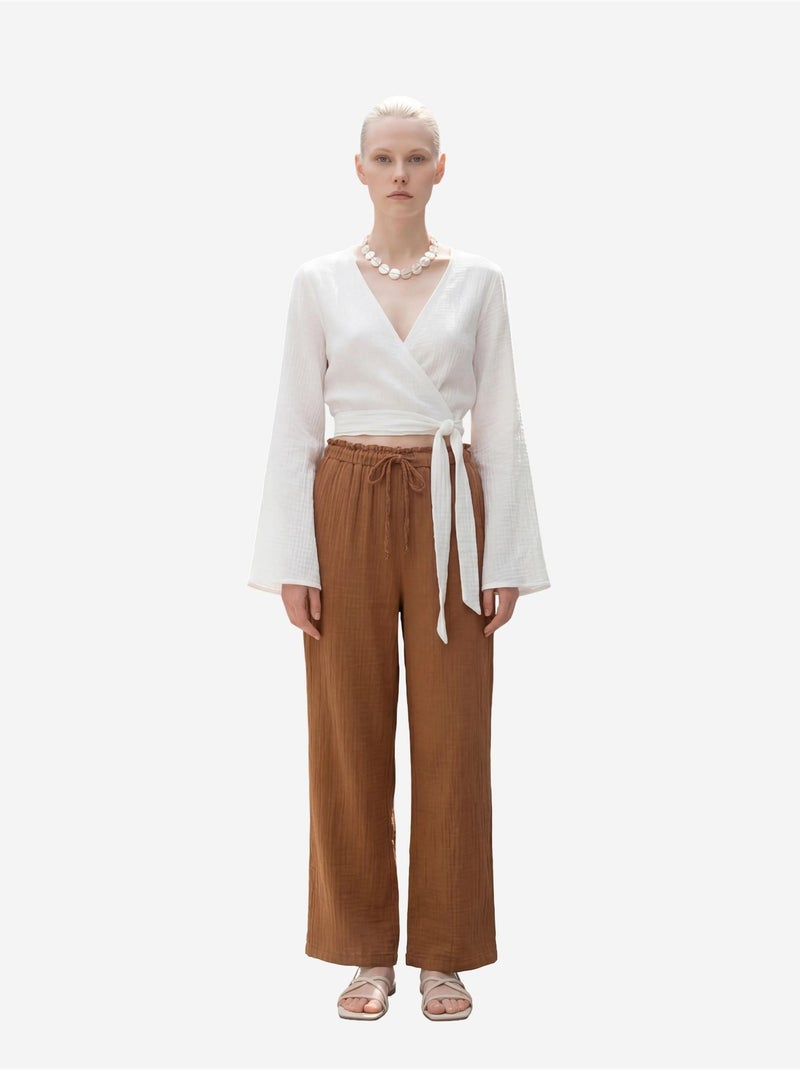 Pantaloni a gamba dritta con vita elasticizzata my fashion Marrone chiaro - Kiabi