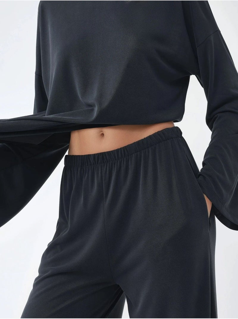 Pantaloni a gamba dritta da infilare busem Grigio nero - Kiabi