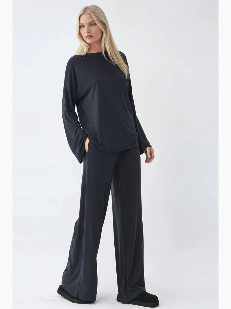 Pantaloni a gamba dritta da infilare busem Grigio nero - Kiabi