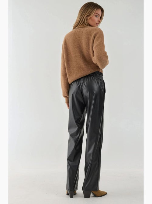 Pantaloni a gamba dritta in ecopelle con vita elasticizzata hiccup - Kiabi Pantaloni a gamba dritta in ecopelle con vita elasticizzata hiccup - Kiabi