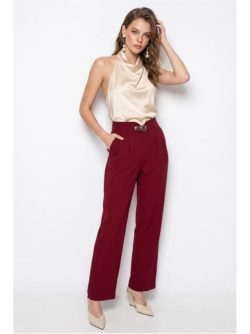 Pantaloni a gamba dritta lucci Rosso bordeaux - Kiabi