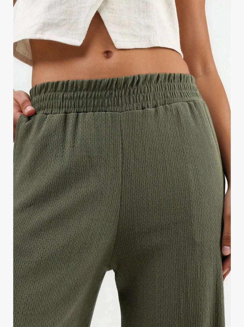 Pantaloni a gamba dritta testurizzati hiccup Cachi - Kiabi
