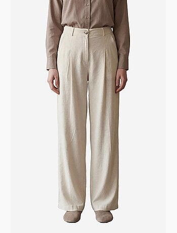 Pantaloni a gamba larga a pieghe a vita alta my fashion
