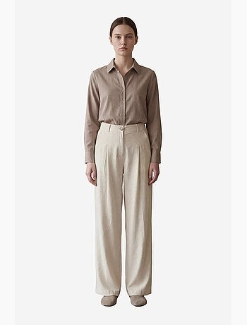 Pantaloni a gamba larga a pieghe a vita alta my fashion