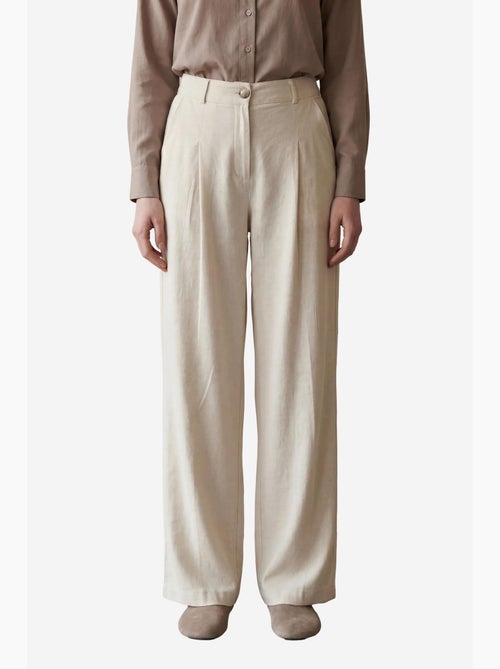 Pantaloni a gamba larga a pieghe a vita alta my fashion - Kiabi
