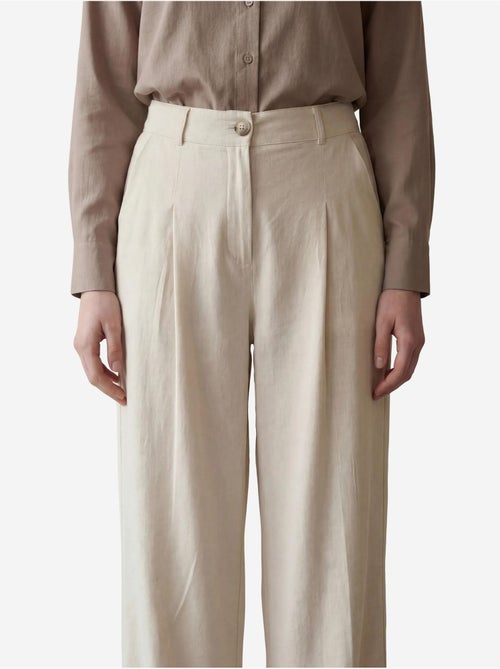 Pantaloni a gamba larga a pieghe a vita alta my fashion - Kiabi