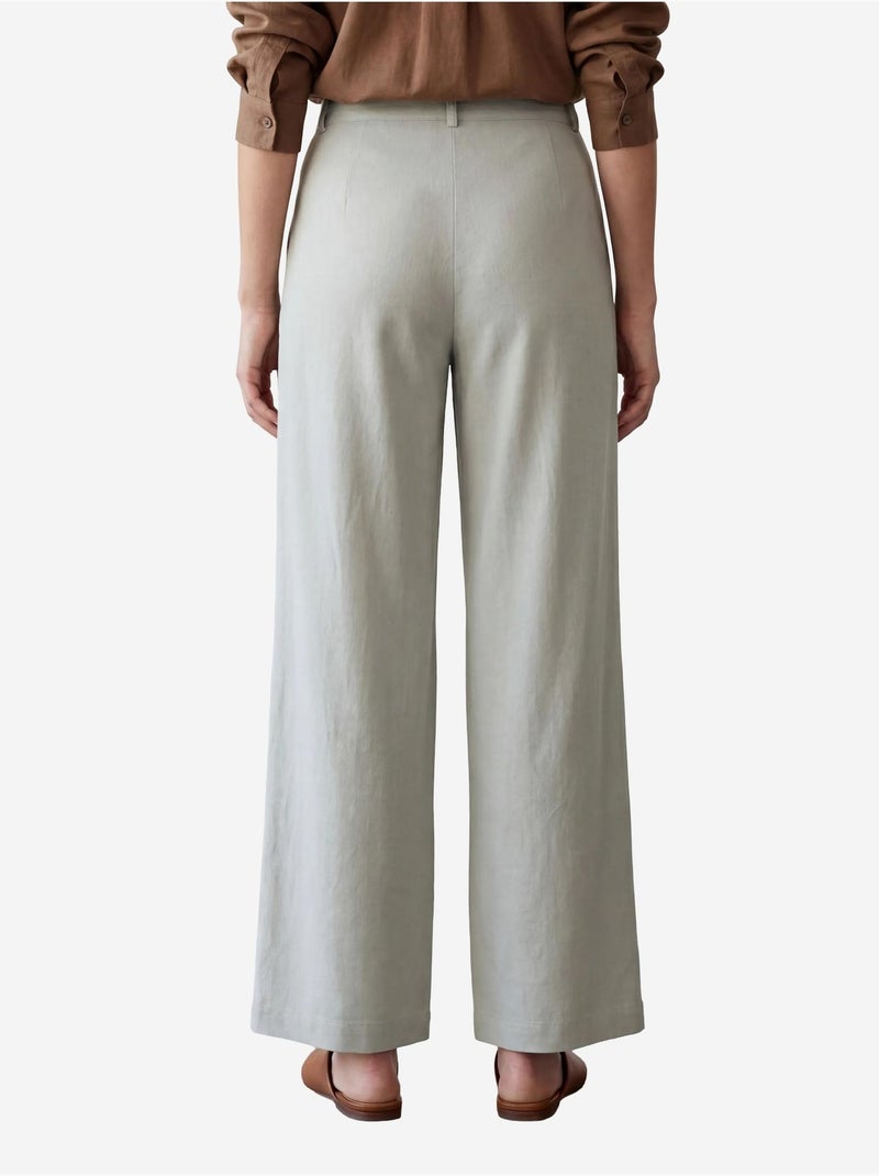 Pantaloni a gamba larga a pieghe a vita alta my fashion Verde pastello - Kiabi