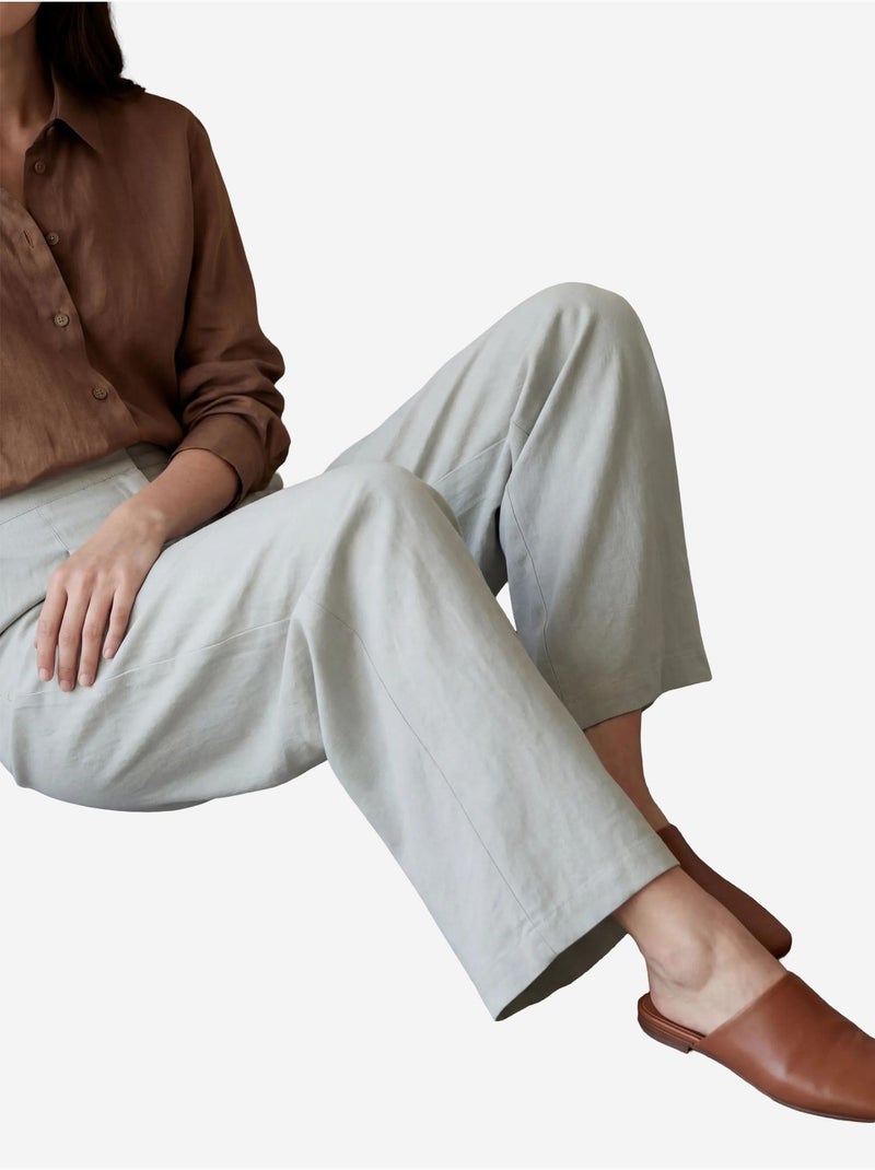 Pantaloni a gamba larga a pieghe a vita alta my fashion Verde pastello - Kiabi
