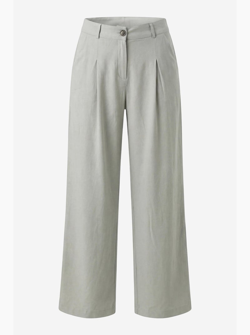 Pantaloni a gamba larga a pieghe a vita alta my fashion Verde pastello - Kiabi