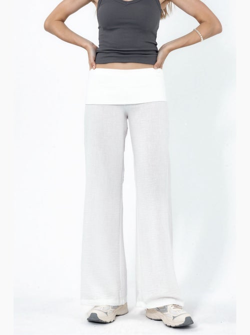 Pantaloni a gamba larga a vita alta busem - Kiabi Pantaloni a gamba larga a vita alta busem - Kiabi