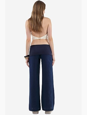 Pantaloni a gamba larga a vita alta busem