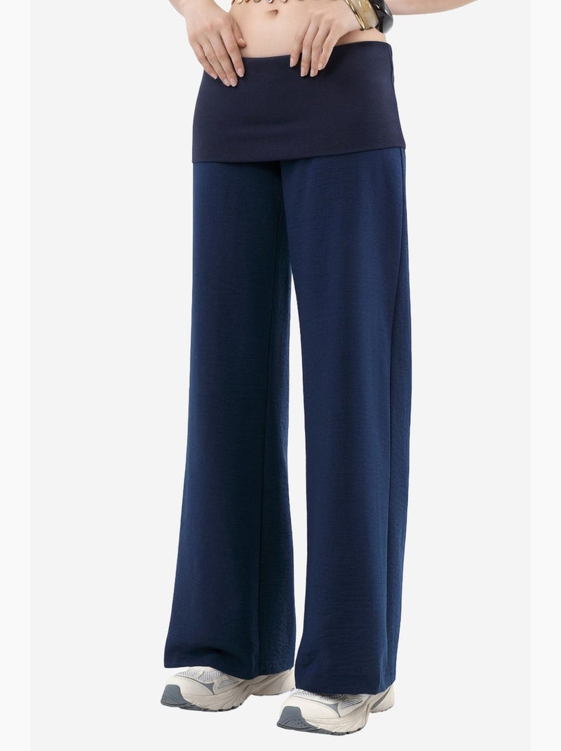 Pantaloni a gamba larga a vita alta busem Blu marino - Kiabi