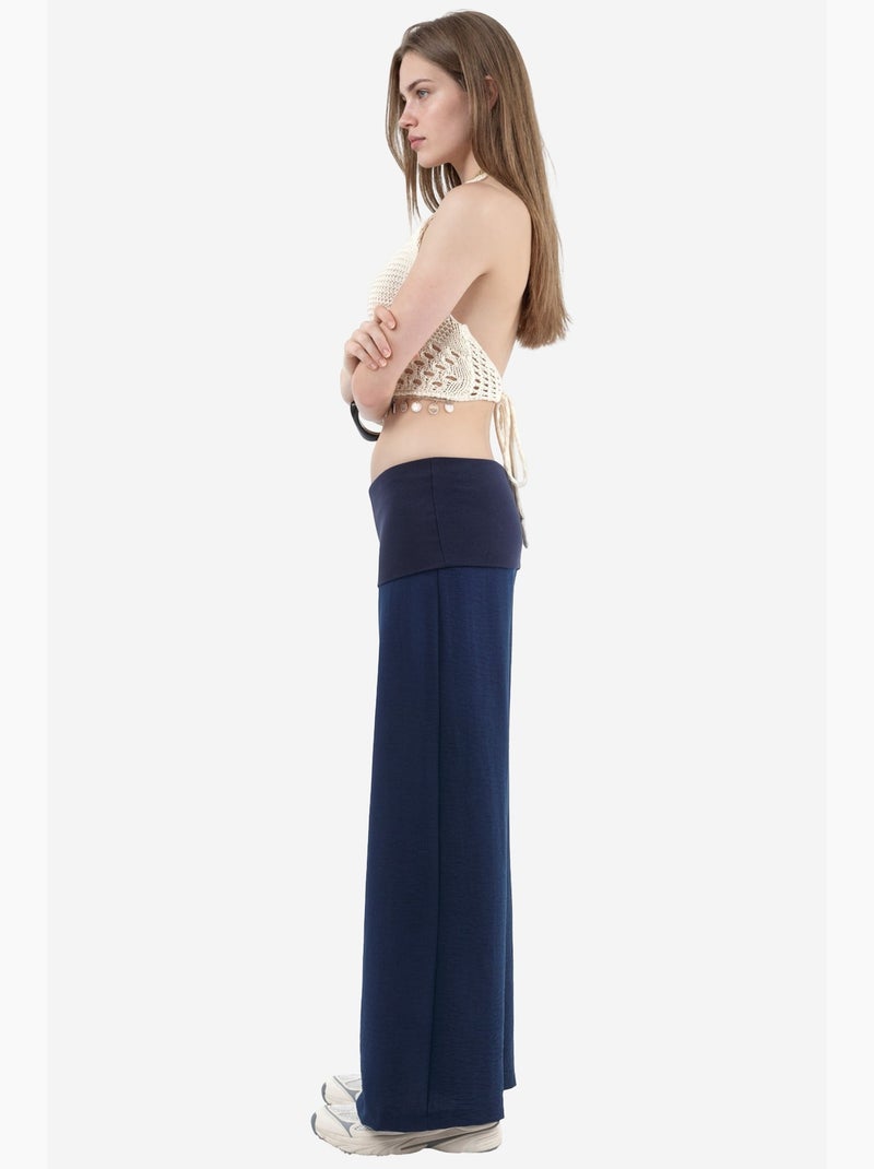 Pantaloni a gamba larga a vita alta busem Blu marino - Kiabi